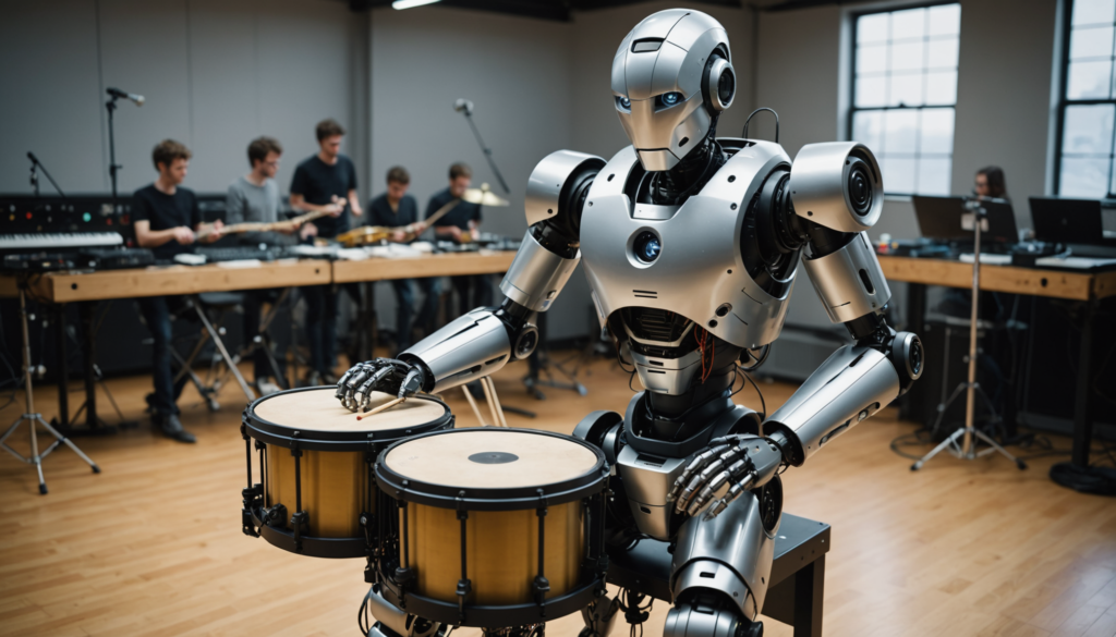 découvrez un robot innovant révolutionnaire qui allie créativité et technologie. capable de jouer des percussions avec précision, d'écouter attentivement son environnement et d'apprendre grâce à l'intelligence artificielle, ce dispositif redéfinit l'interaction entre l'homme et la machine dans le monde de la musique.