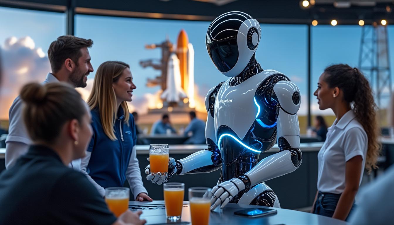 découvrez adam, le robot innovant de richtotech robotics, qui révolutionne le service de boissons au centre spatial kennedy. alliant efficacité et technologie de pointe, adam offre une expérience unique aux visiteurs dans un cadre exceptionnel.