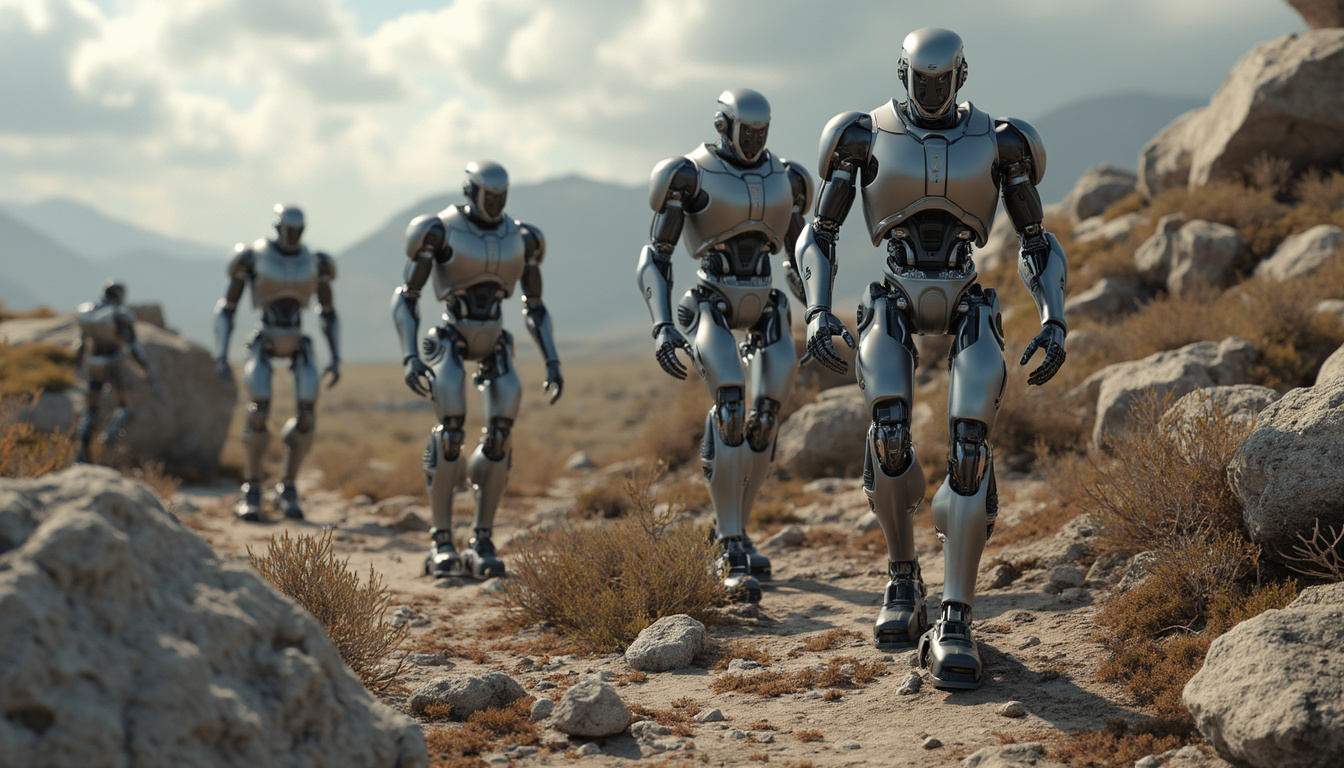 découvrez comment des robots humanoïdes simulés sont capables d'apprendre de manière autonome à se déplacer sur des terrains accidentés, repoussant les limites de l'intelligence artificielle et de la robotique.