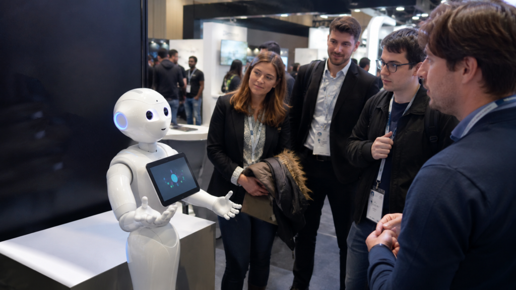 image avec un robot Pepper sur un stand