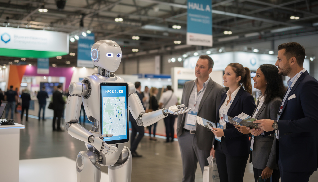 découvrez comment automatiser l'émargement et l'orientation des visiteurs grâce à des robots humanoïdes accueillants, alliant efficacité technologique et convivialité.