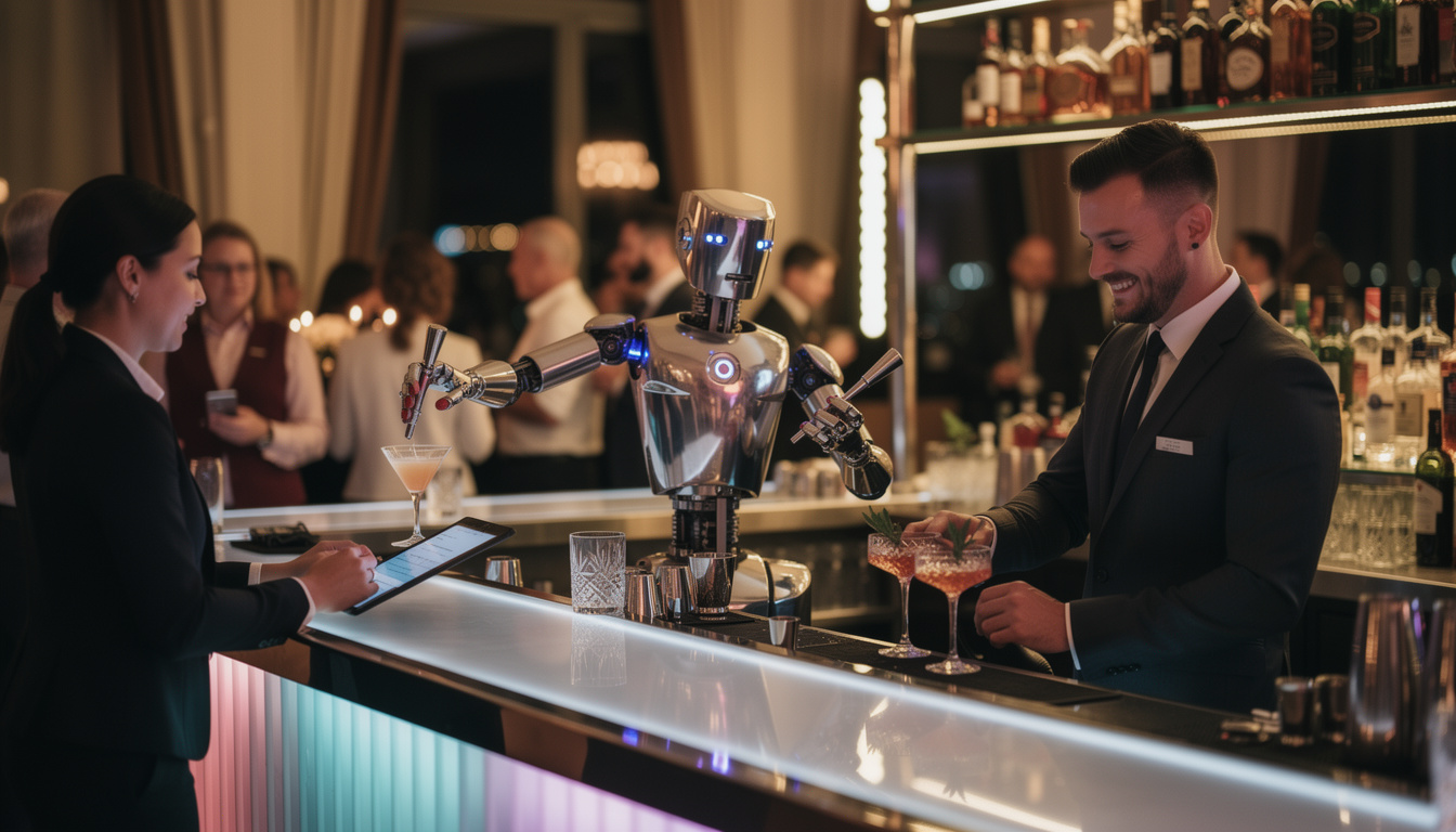 découvrez les robots serveurs et barmans automatisés, l'animation cocktail futuriste qui révolutionne vos événements et fait sensation sur les réseaux sociaux.