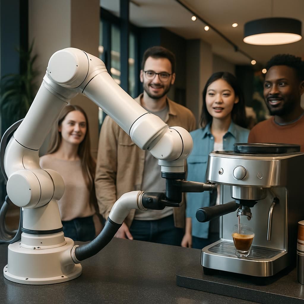 découvrez comment le bras robotisé barman/barista révolutionne la préparation de vos cocktails et cafés grâce à la robotique, pour une expérience innovante et personnalisée.